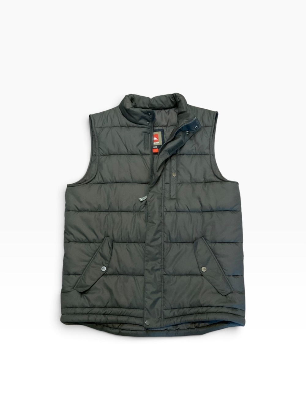 Mens Quiksilver Puffer Vest Size L Gray Sleeveless Zip Up